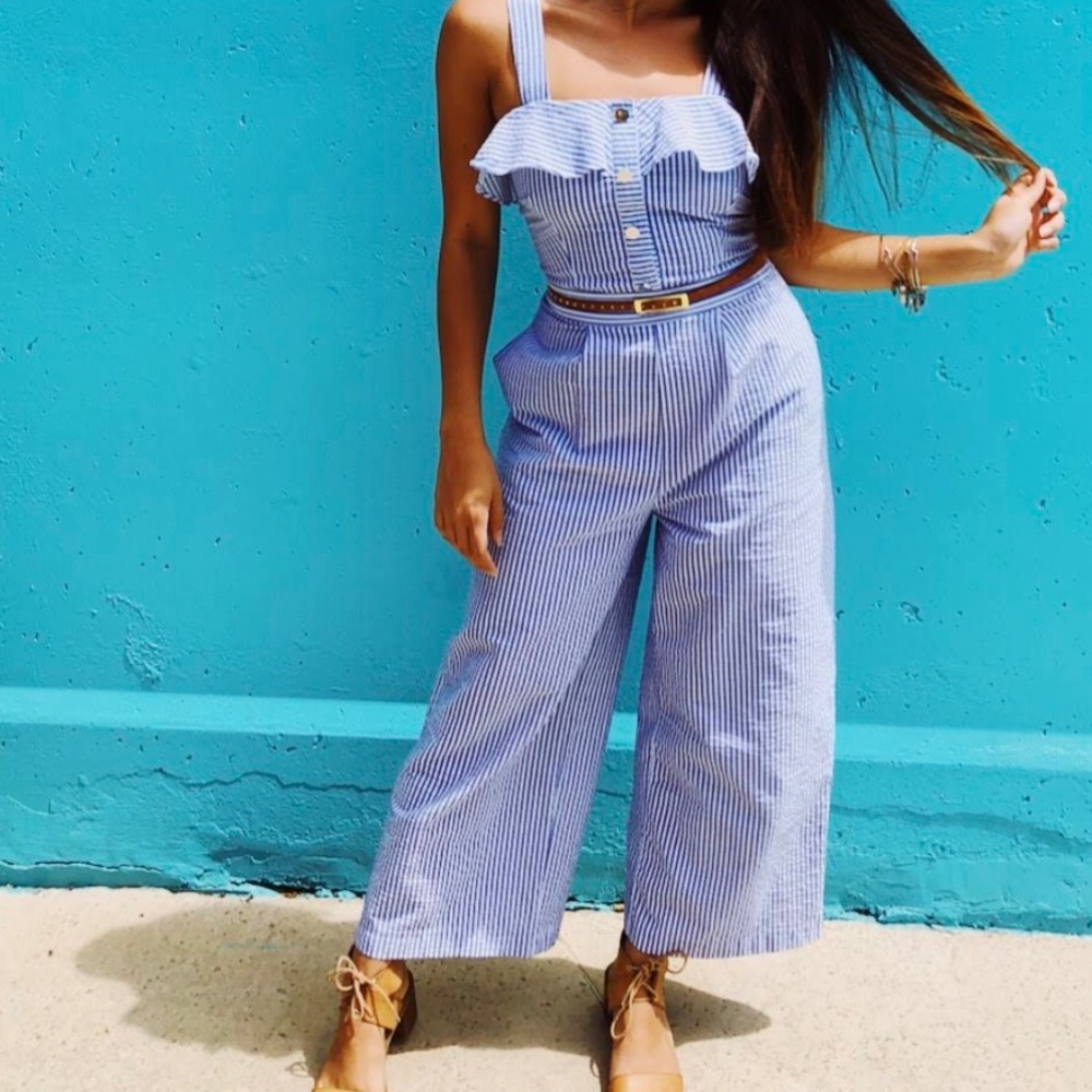 ZARA STRIPED JUMPSUIT XS